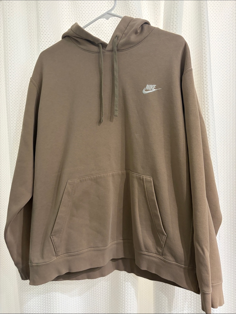 Nike Men’s Taupe Hoodie with White Logo
